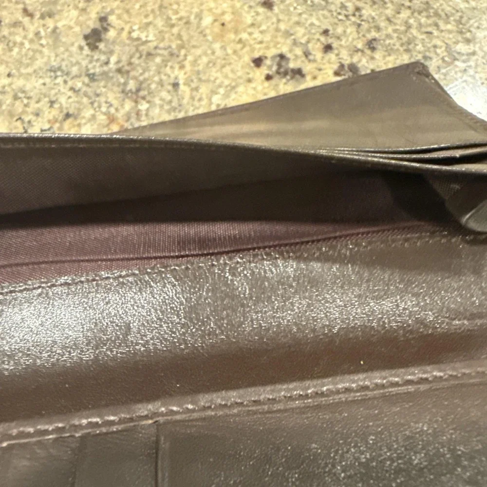 90s Christian Dior Long Wallet Cash Holder Genuine Leather Brown